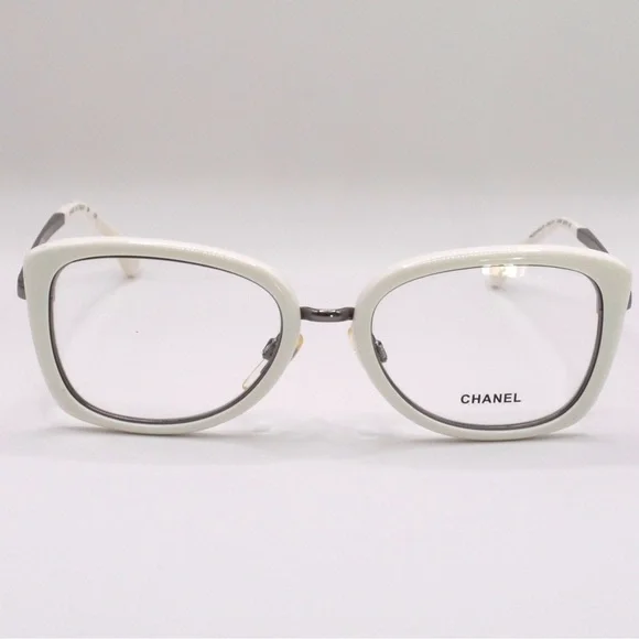 Chanel Women’s Eyeglasses | White & Silver Frame | 50-18-135 | Made in Italy - Picture 9 of 12